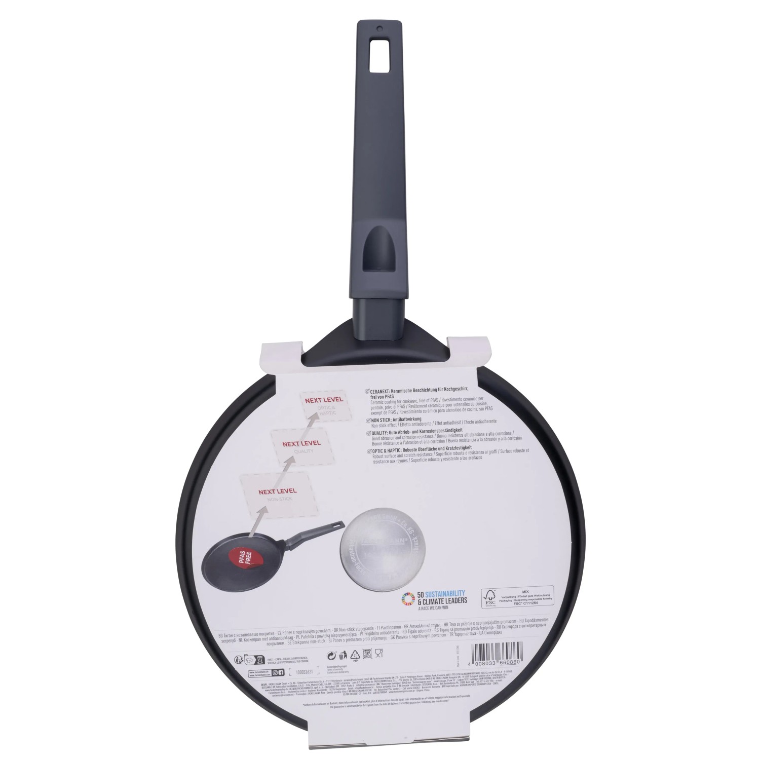 Fackelmann Crepepfanne Statement 25 cm, Aluminium mit Keramikbeschichtung und ergonomischem Griff.