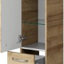 Pelipal Trentino Badmöbel-Set: Midischrank in Riviera Eiche mit Glasböden und Schubladen.