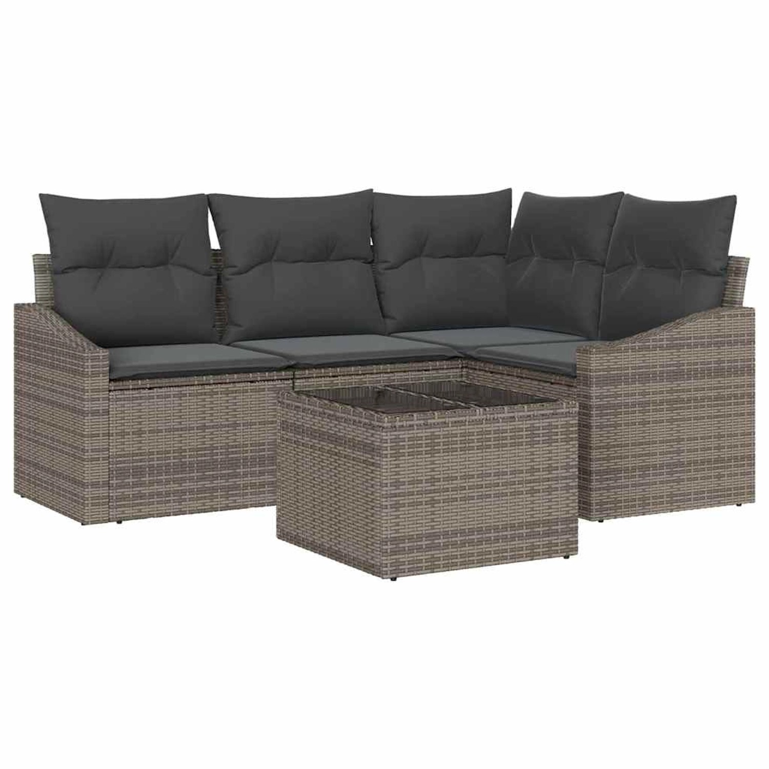 vidaXL Garten-Sofa-Set 5-Tlg Grau Poly Rattan 3346709 günstig online kaufen