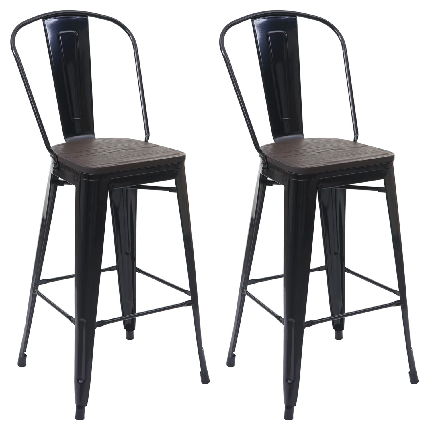 PROREGAL 2er-Set Barhocker Mit Lehne Inkl. Holz-Sitzfläche Sitzhöhe 77cm Me günstig online kaufen