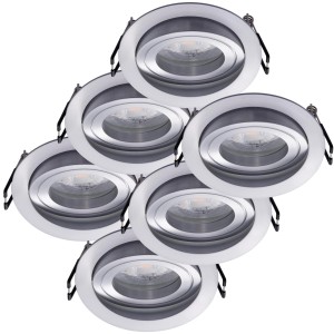 6er Set schwenkbare LED Einbauleuchten Lyon, dimmbar, warmweiß, Aluminium Deckenspots.
