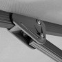 Detailaufnahme: Dreh- und Neigungsfunktion des silbergrauen Schneider Ampelschirmes.