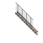 Minka Raumspartreppe Flex Hybrid, schwarz pulverbeschichtet, 10 Stufen in Eichen-Optik. Moderne Metalltreppe für Innenräume.