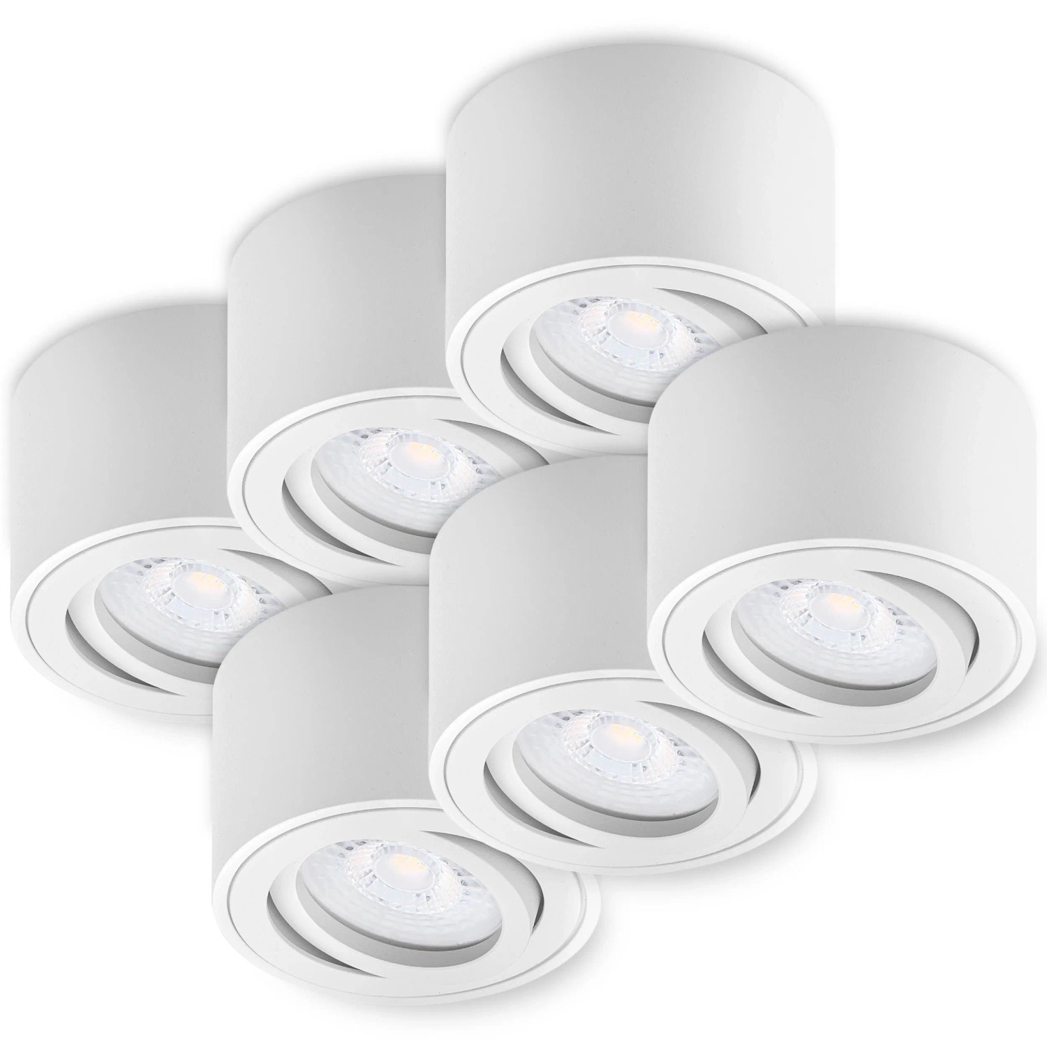 Oktaplex Lile S 6er Set Aufbauspot Energieklasse A Weiß Schwenkbar 30° Warmweiß 3000K 1,9W 230V LED-Deckenstrahler Rund