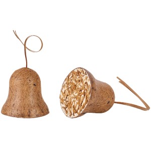 Dobar Vogelfutter-Mix: 2 Futterglocken, eine gefüllt mit Mehlwürmern, aus Kokosfaser.