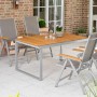5-teiliges Gartenmöbel-Set Naxos in Grau mit Akazienholztisch und Klappsesseln.