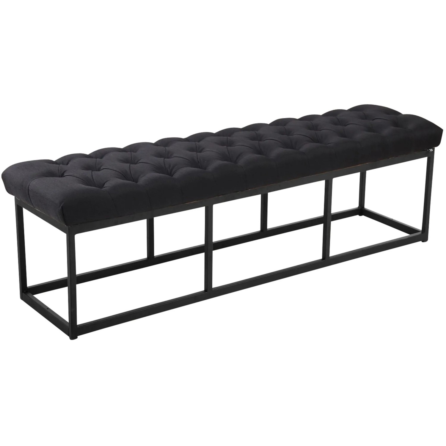 DELUKE Sitzbank MEXICO Stoff Schwarz 150x38x46cm Sitzbank Flur Sitzhocker Esszimmerbank Polsterbank Schlafzimmer