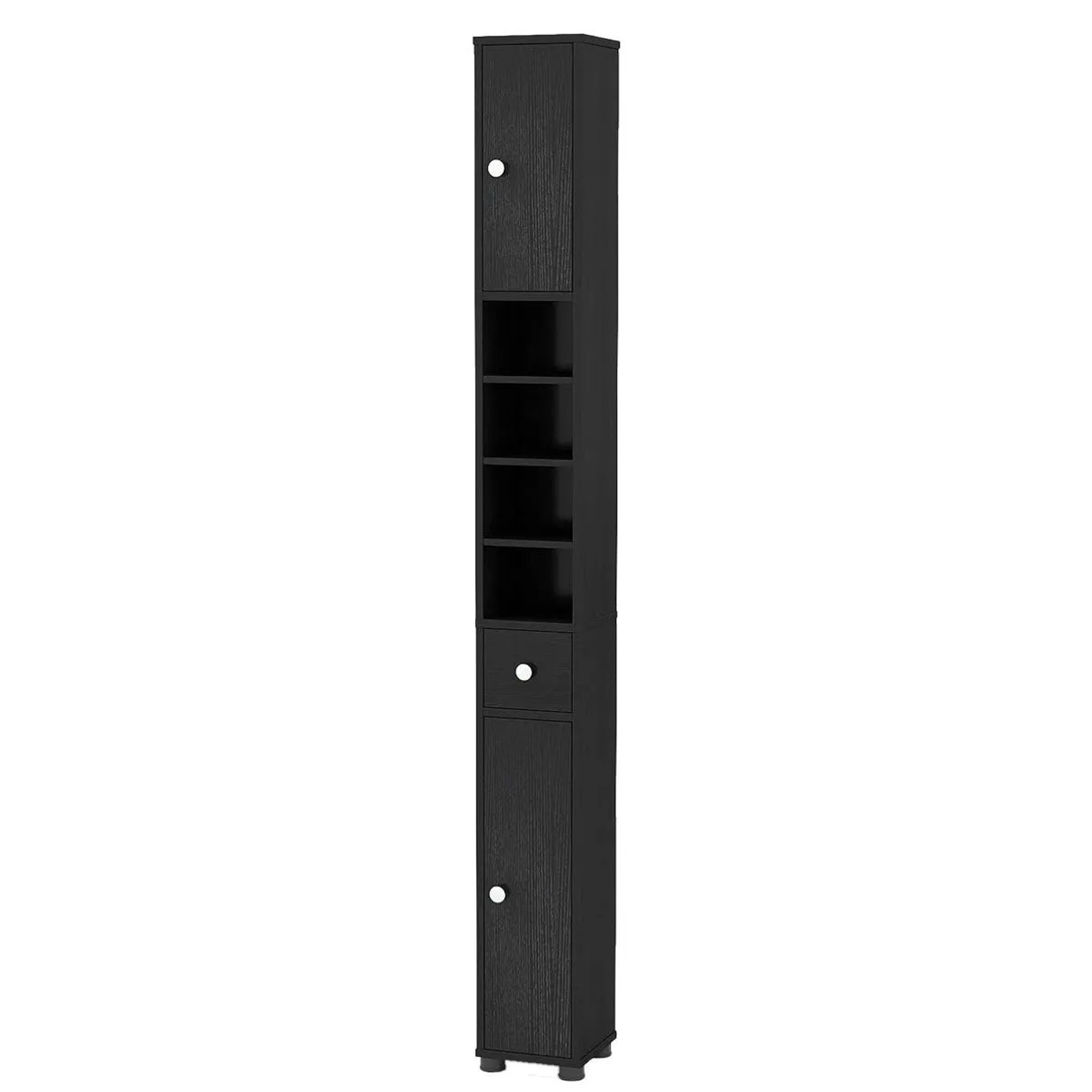 Costway Badschrank Schmal Badezimmerschrank mit 2 Türen Schwarz