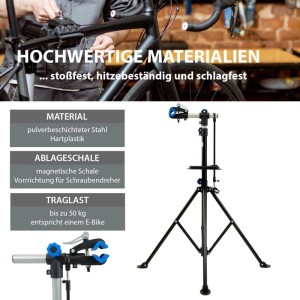 TRUTZHOLM Fahrradmontageständer, höhenverstellbar, mit Werkzeugablage. Ideal für Fahrradpflege und Reparatur.