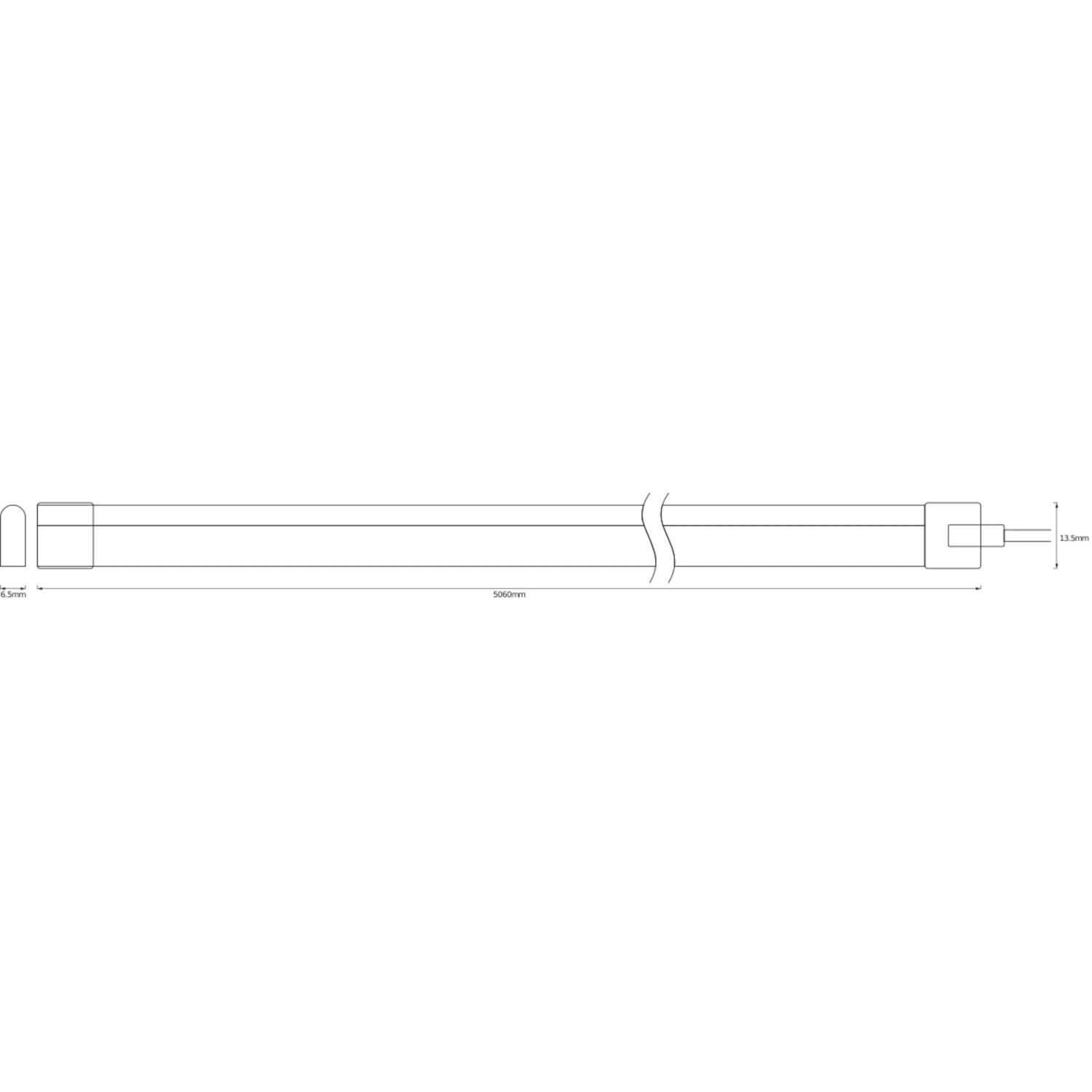 Skizze des Ledvance LED-Strip Neon Digitalflex 500cm, ein RGB LED-Streifen für den Außenbereich.