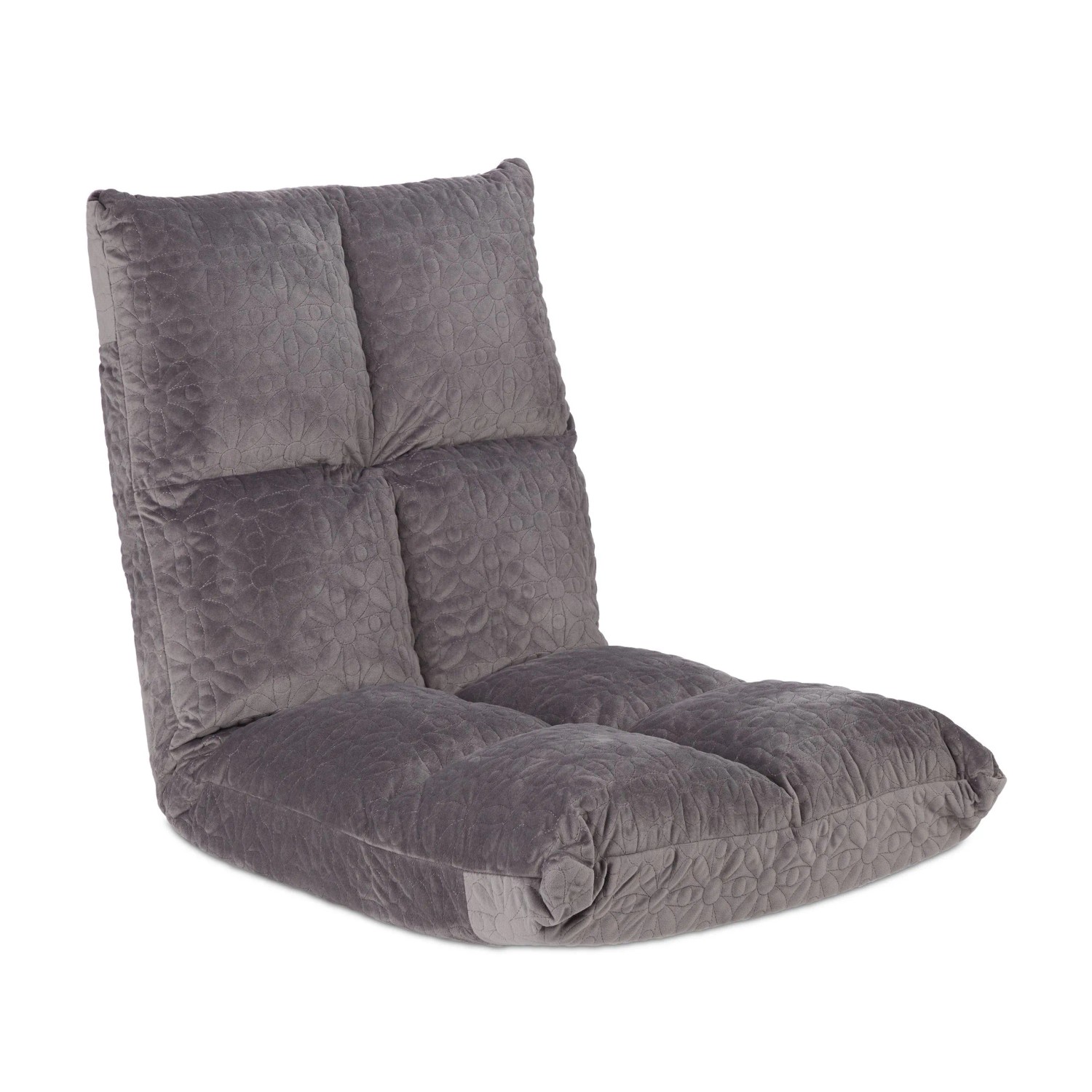 Relaxdays Bodenstuhl Polyester Grau 6-fach Verstellbar 58 cm x 50 cm x 55 cm 4,7 kg
