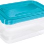 Keeeper Frischhaltedose Fredo Fresh, 3er Set, transparent mit blauem Deckel, 1,25 l Fassungsvermögen.