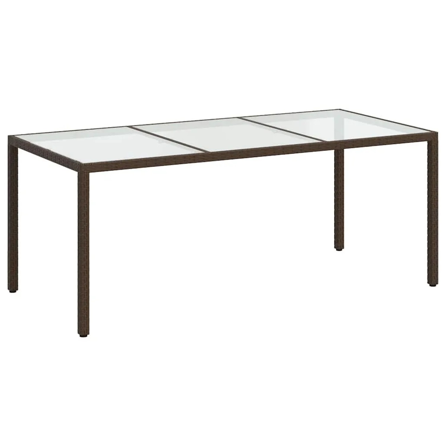 Furnicato Gartentisch Braun 190x90x75 Cm Gehärtetes Glas Und Poly Rattan