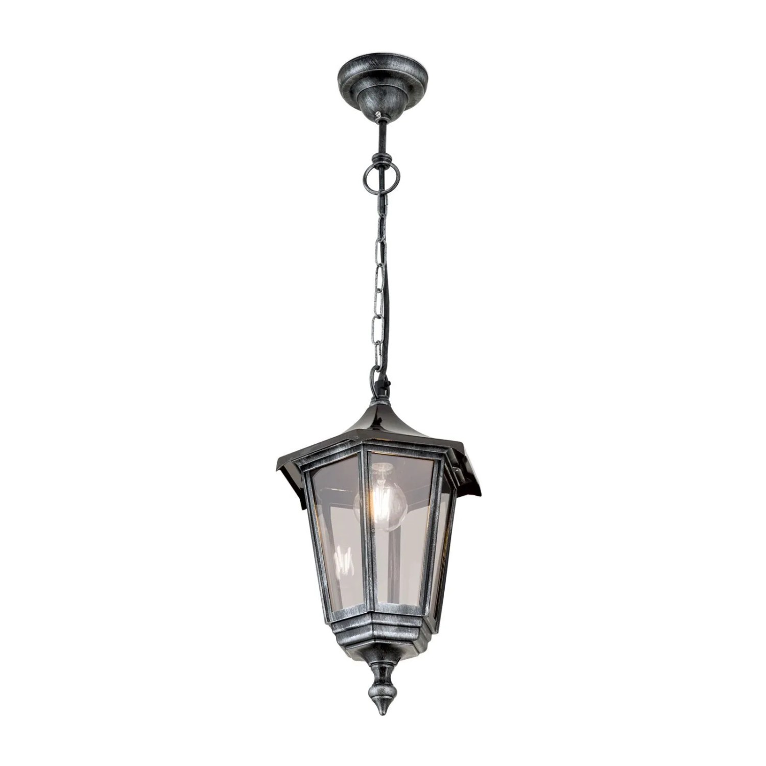Orion Leuchten Außen Hängeleuchte 105cm 60W E27 Schwarz-Silber