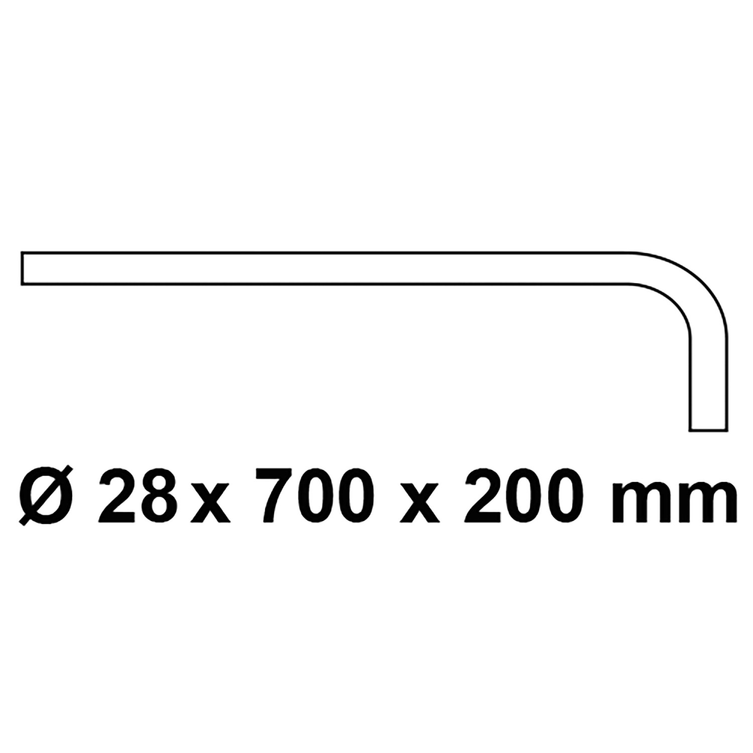 Kirchhoff Druckspülrohr, 90° Bogen, Stahl, 28x700x200mm, Chrom