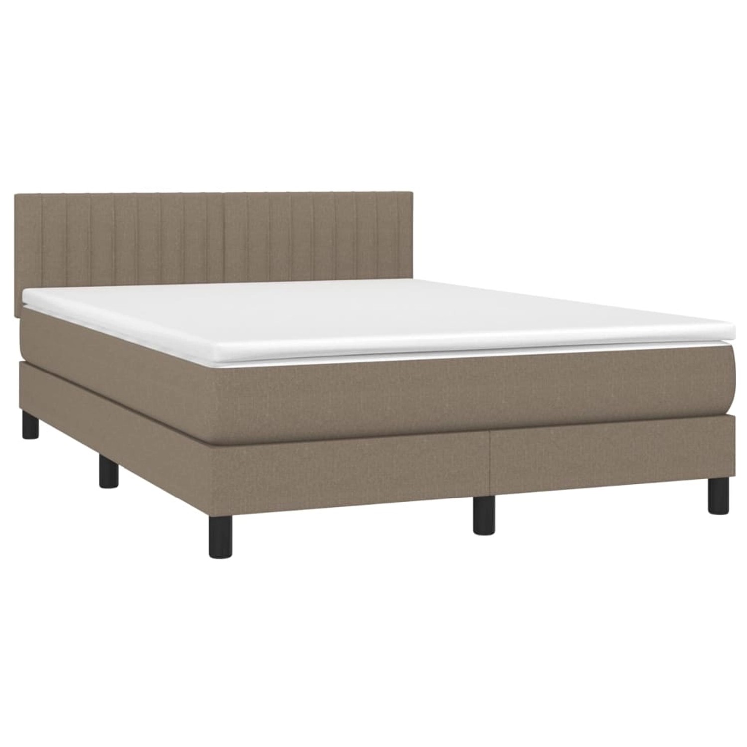 vidaXL Boxspringbett mit Matratze & LED Taupe 140x200 cm Stoff 3133321