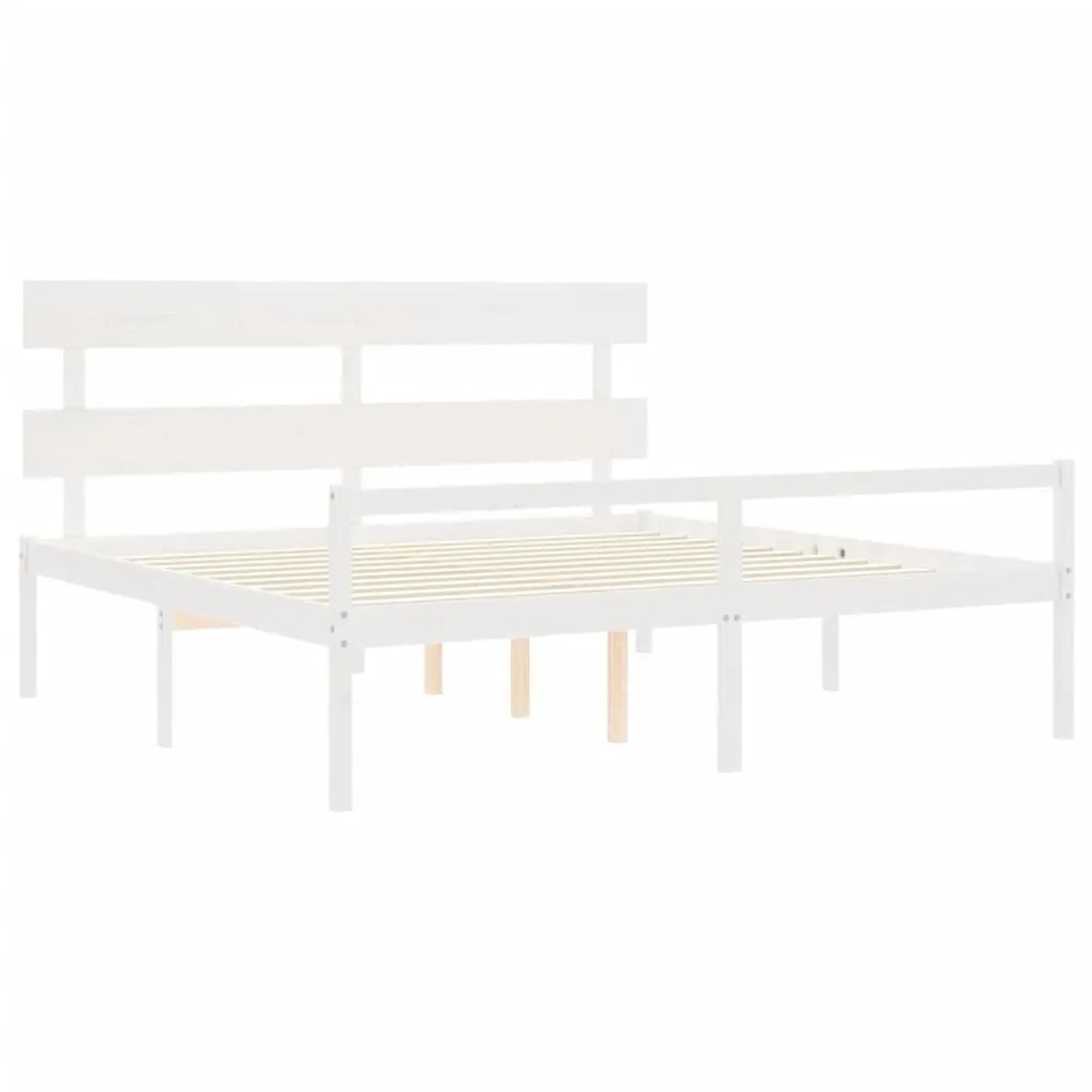 vidaXL Seniorenbett mit Kopfteil Weiß Super Kingsize Massivholz 3195367