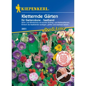 Kiepenkerl Kletternde Gärten für Gartenzäune, Saatband mit bunten Kletterpflanzen.