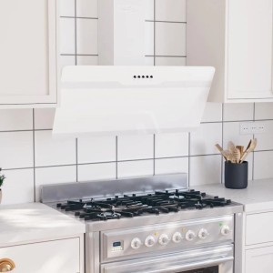 vidaXL Dunstabzugshaube 90 cm Stahl und Hartglas Weiß 51670