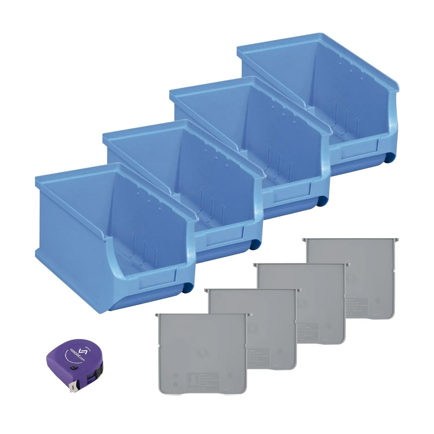 vasalat Set Stapelboxen Größe 3 235x150x125 mm Blau mit Trennsteg 4 Stück