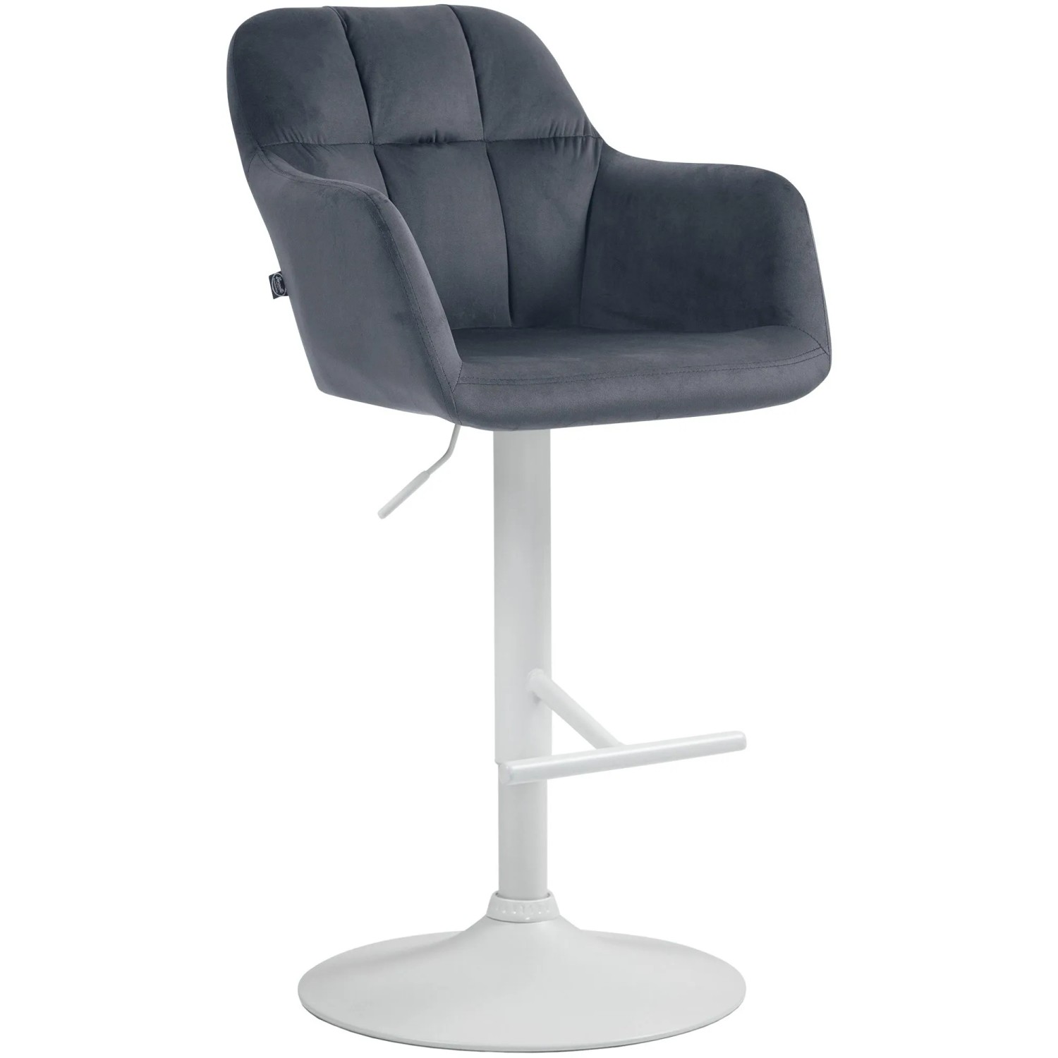 DELUKE Barhocker TUBEL Samt Dunkelgrau 57x59x97cm Weiß Barstuhl Höhenverstellbar Mit Lehne Drehbar Tresenhocker Tresenstuhl