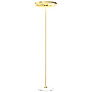 HOMCOM Stehlampe aus Metall und Acryl, goldfarben, mit rundem Lampenschirm. Elegante Innenleuchte.
