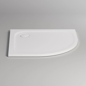 Weiße pianura Viertelkreis-Duschwanne Emilia, 90x90 cm, aus Mineralguss mit Antirutsch.