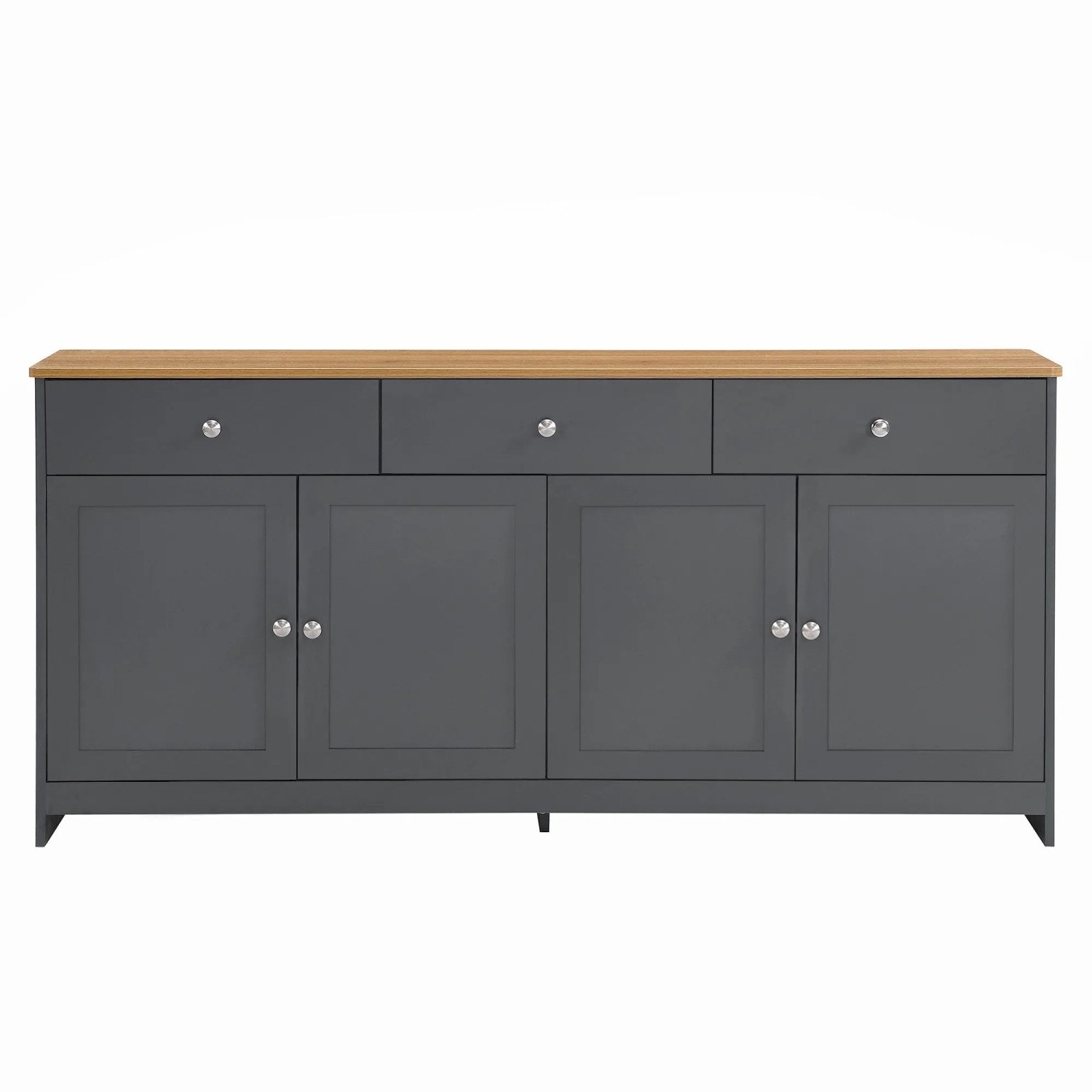 ModernLuxe Sideboard mit 4 Türen 3 Schubladen MDF Eiche Grau