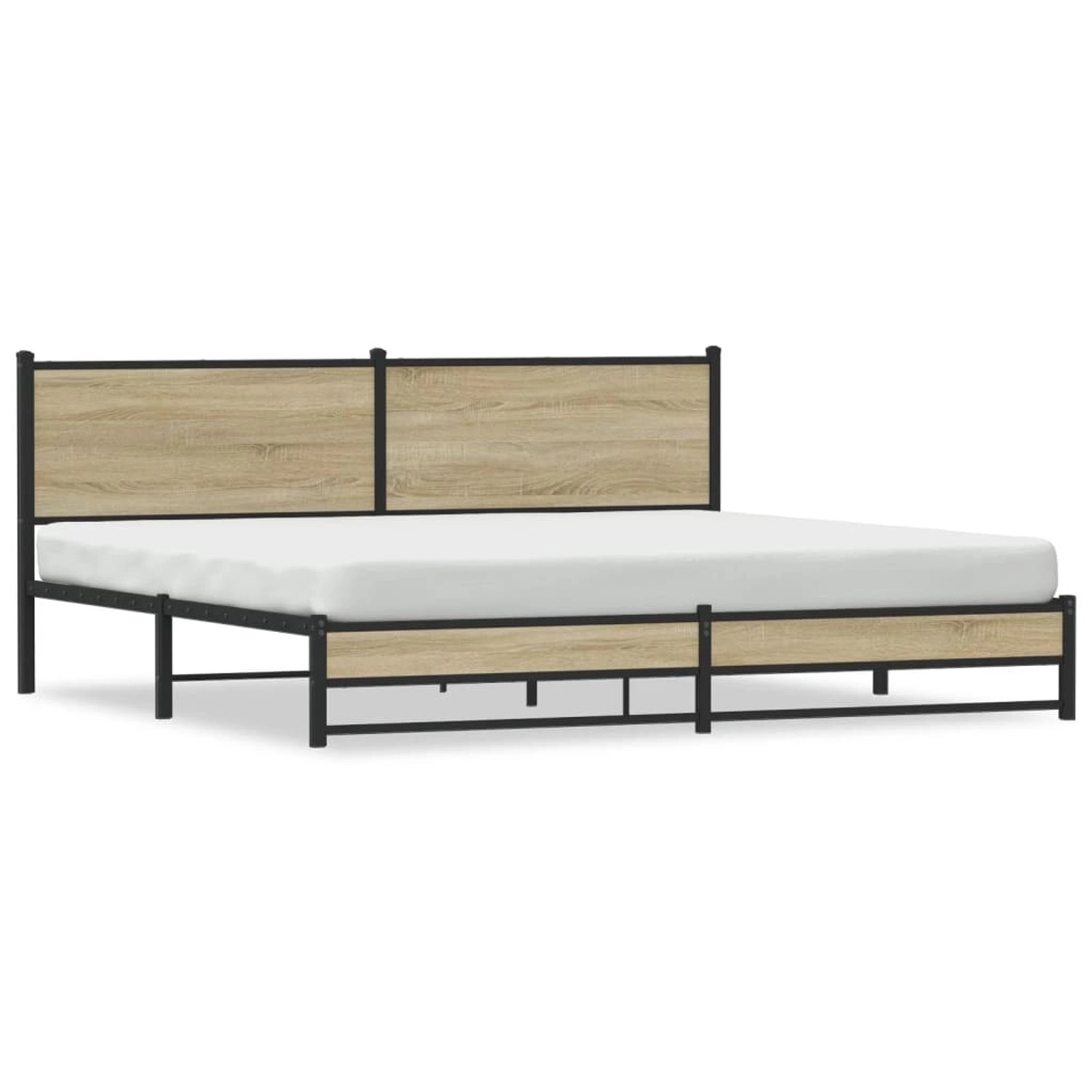 vidaXL Metallbett ohne Matratze Sonoma-Eiche 200x200 cm 3301398 günstig online kaufen