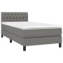 Dunkelgraues vidaXL Boxspringbett (90x200 cm) mit Matratze und Stoffbezug.