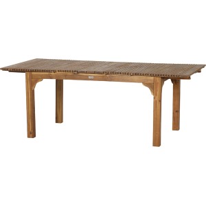 Rechteckiger, ausziehbarer Siena Garden Gartentisch Falun, beige, 100x150 cm, aus Holz.