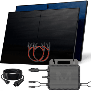 SUNNIVA Balkonkraftwerk 1000W mit Wechselrichter, Solarmodule, Kabel und Zubehör.