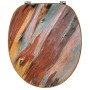 Banjado WC-Sitz aus Bambus mit farbigem Holz-Motiv und Universal-Scharnieren.