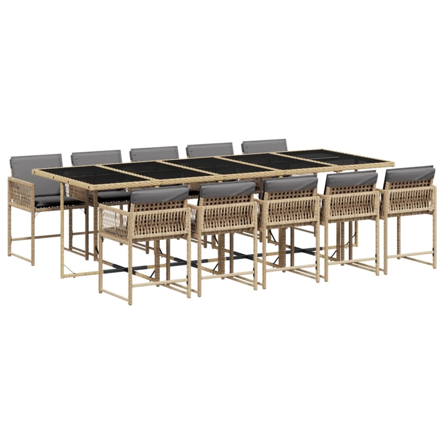 vidaXL 11-Tlg Garten-Essgruppe mit Kissen Beigemischung Poly Rattan 3211476 günstig online kaufen