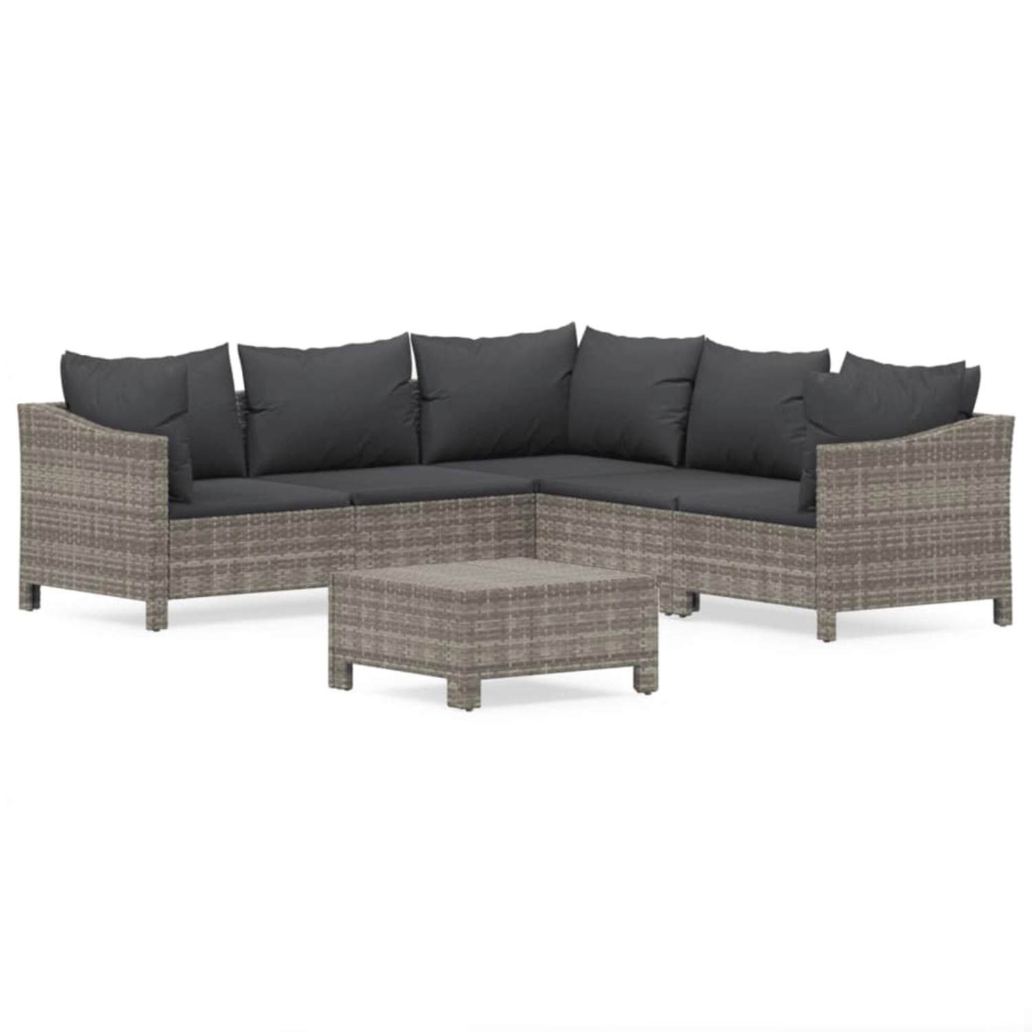 vidaXL 6-Tlg Garten-Lounge-Set mit Kissen Grau Poly Rattan 3187278