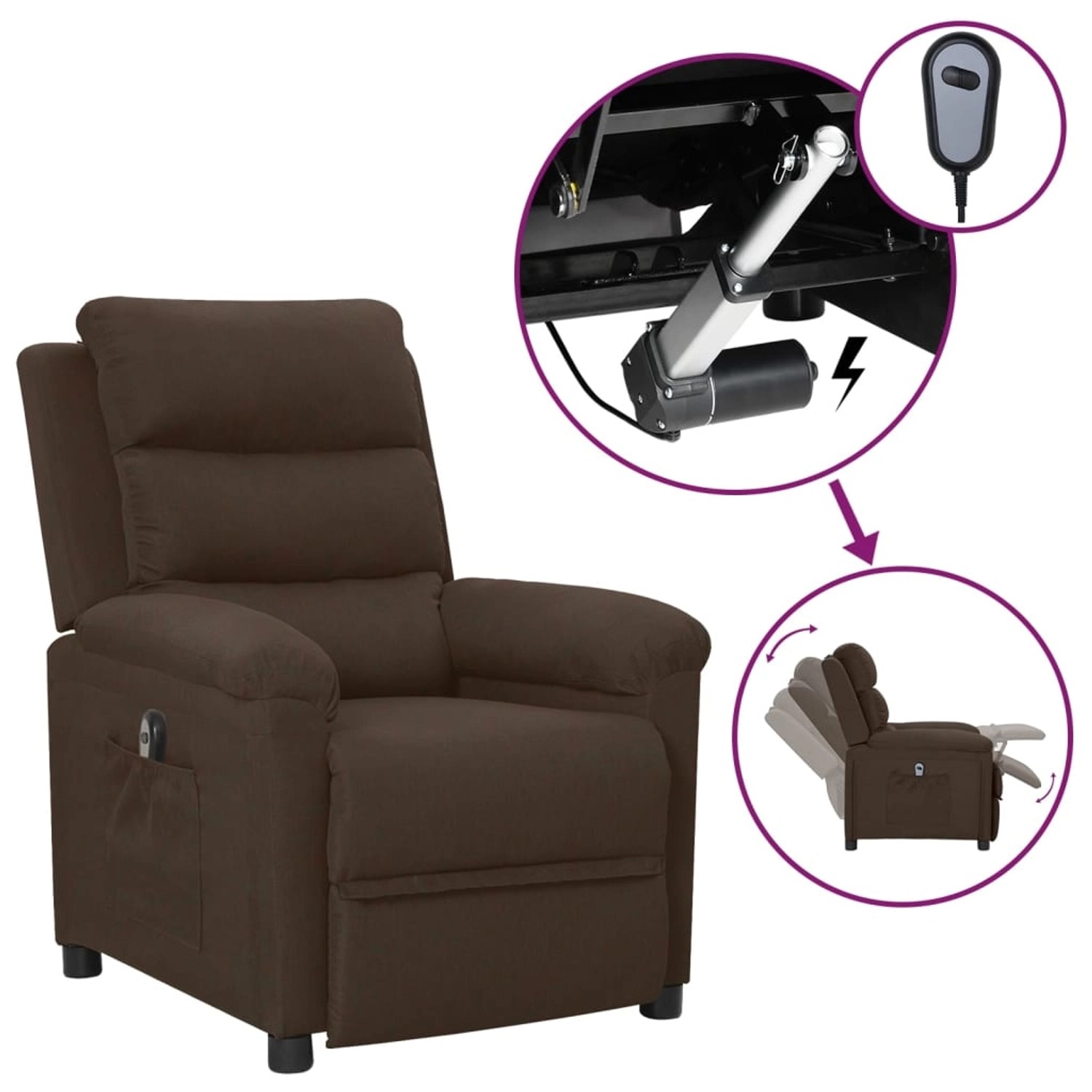 vidaXL Relaxsessel Elektrisch Dunkelbraun Stoff 3098968 günstig online kaufen