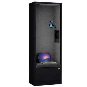 DELUKE Akustikkabine mit Schalldämmung TAGO 185x60x40cm Schwarz-Dunkelgrau Telefonkabine Meetingbox Telefonbox Bürokabine