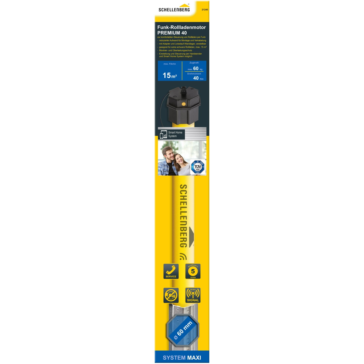 Schellenberg Funk-Rolladenmotor Maxi Premium 40 Nm für Rolläden bis 15 m².