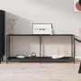 Schwarzer vidaXL Konsolentisch aus Glas und Stahl, 180 cm breit, mit Ablage.