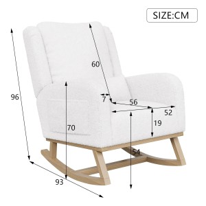 PXloue Polsterstuhl 93x68x96cm Schaukelstuhl mit Kissen-Relaxsessel mit Armlehne Weiß