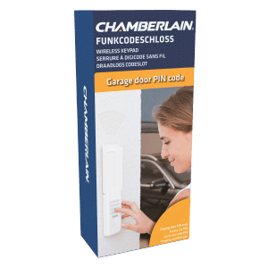 Chamberlain Funk-Codeschloss für Garagentorantriebe mit beleuchteter Tastatur.