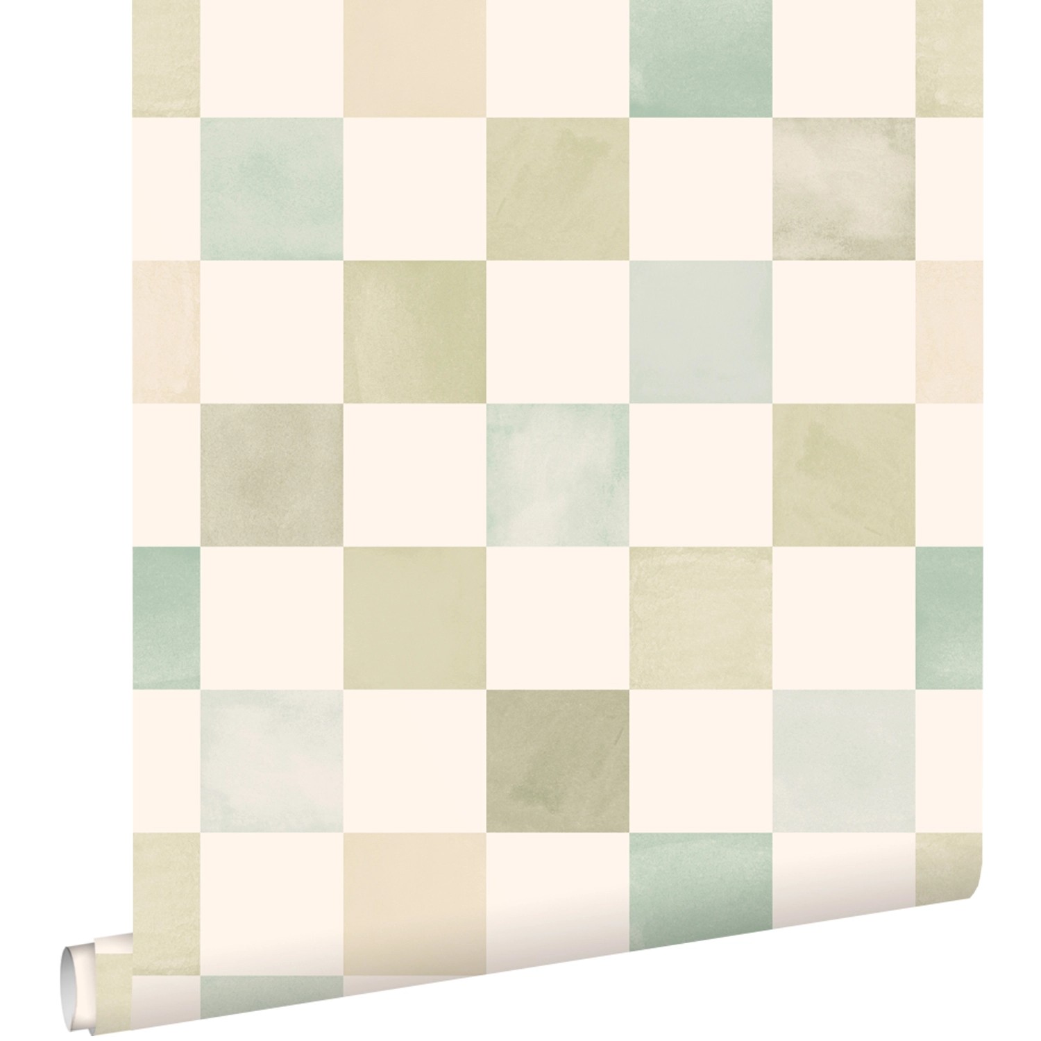 ESTAhome Tapete Karomuster Beige Blau und Grün 50 x 900 cm günstig online kaufen