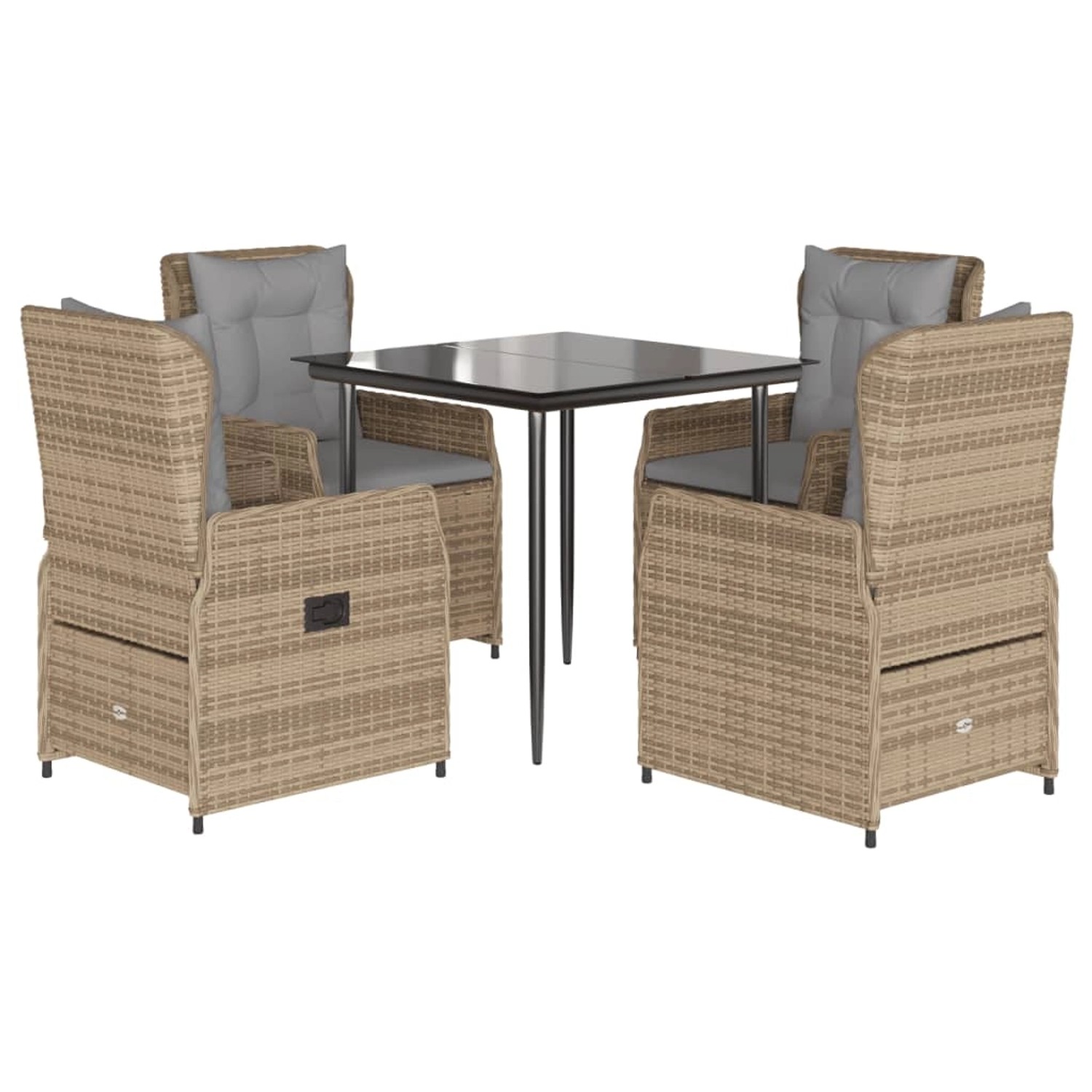 vidaXL 5-Tlg Garten-Essgruppe mit Kissen Beige Poly Rattan 3262869 günstig online kaufen