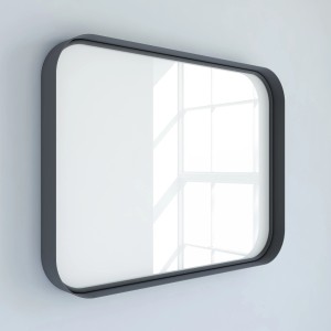 Rechteckiger Randal Metallspiegel, 80x60 cm, schwarzer Rahmen. Wandspiegel für Bad oder Flur.