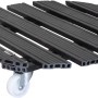 Anthrazitfarbener Wagner WPC Pflanzenroller Ø 50 cm mit Rollen.