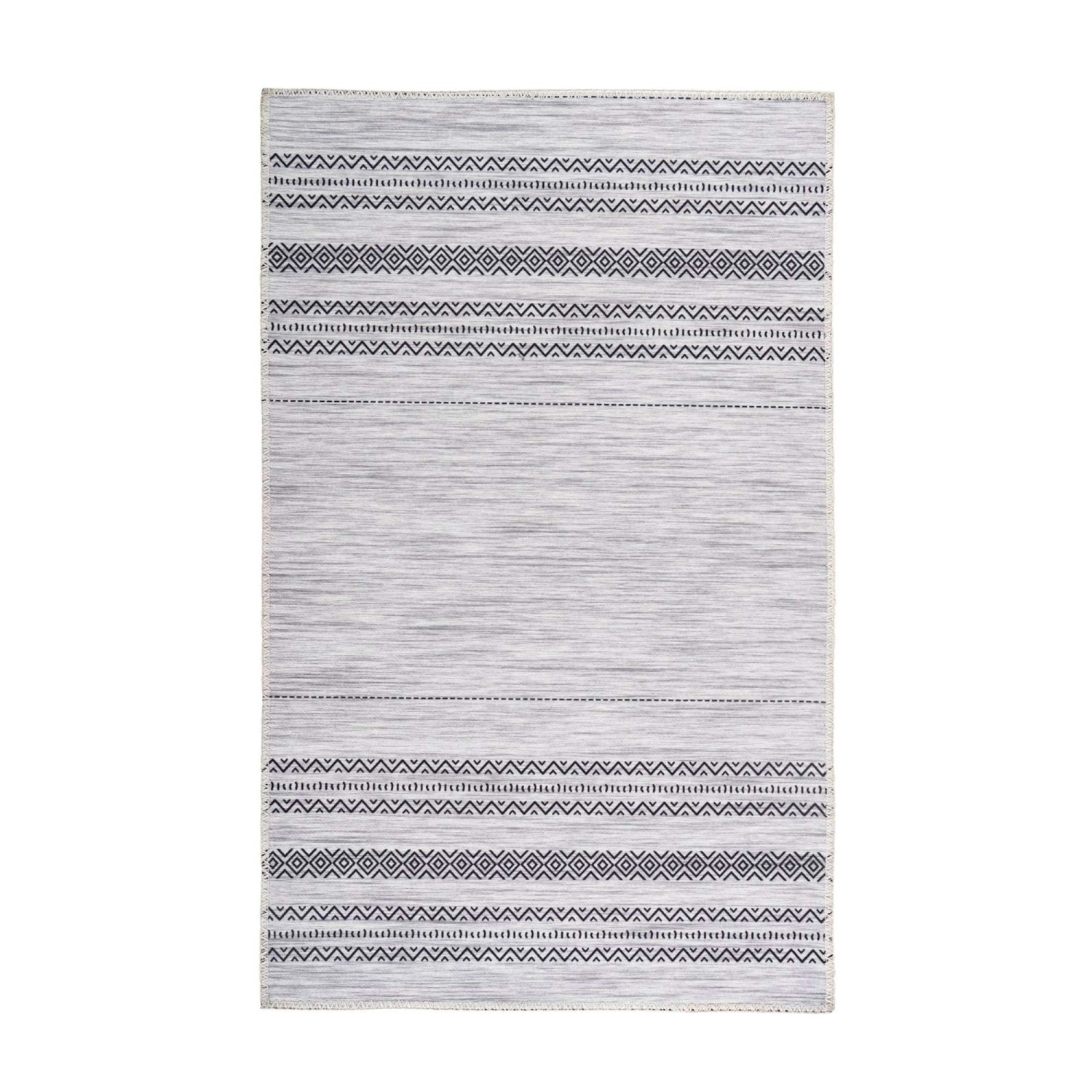 MeGusta Flachflor Teppich EthnoDesign Grau Polyester 80x150 cm Sonia