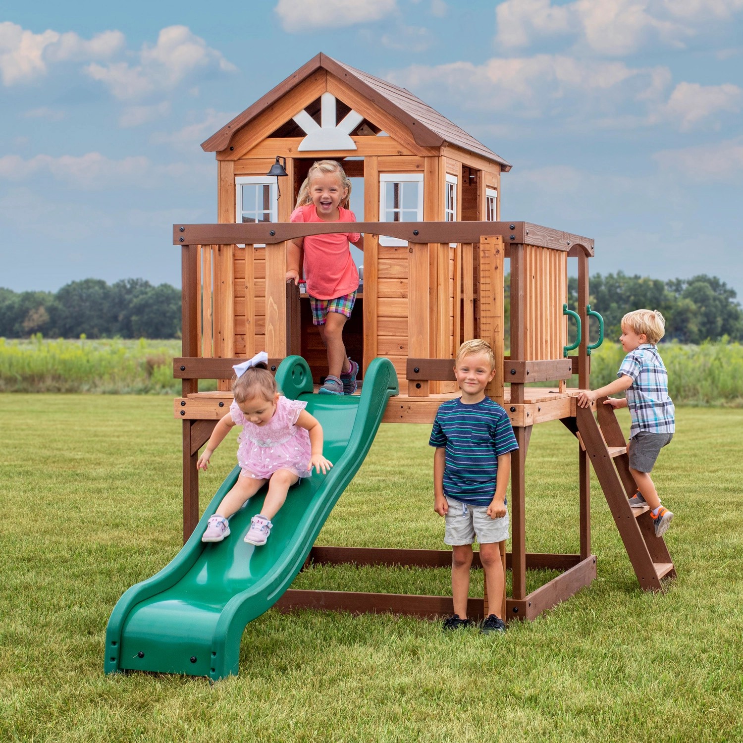 Backyard Spielhaus Discovery Echo Heights S Braun Rutsche Grün kaufen
