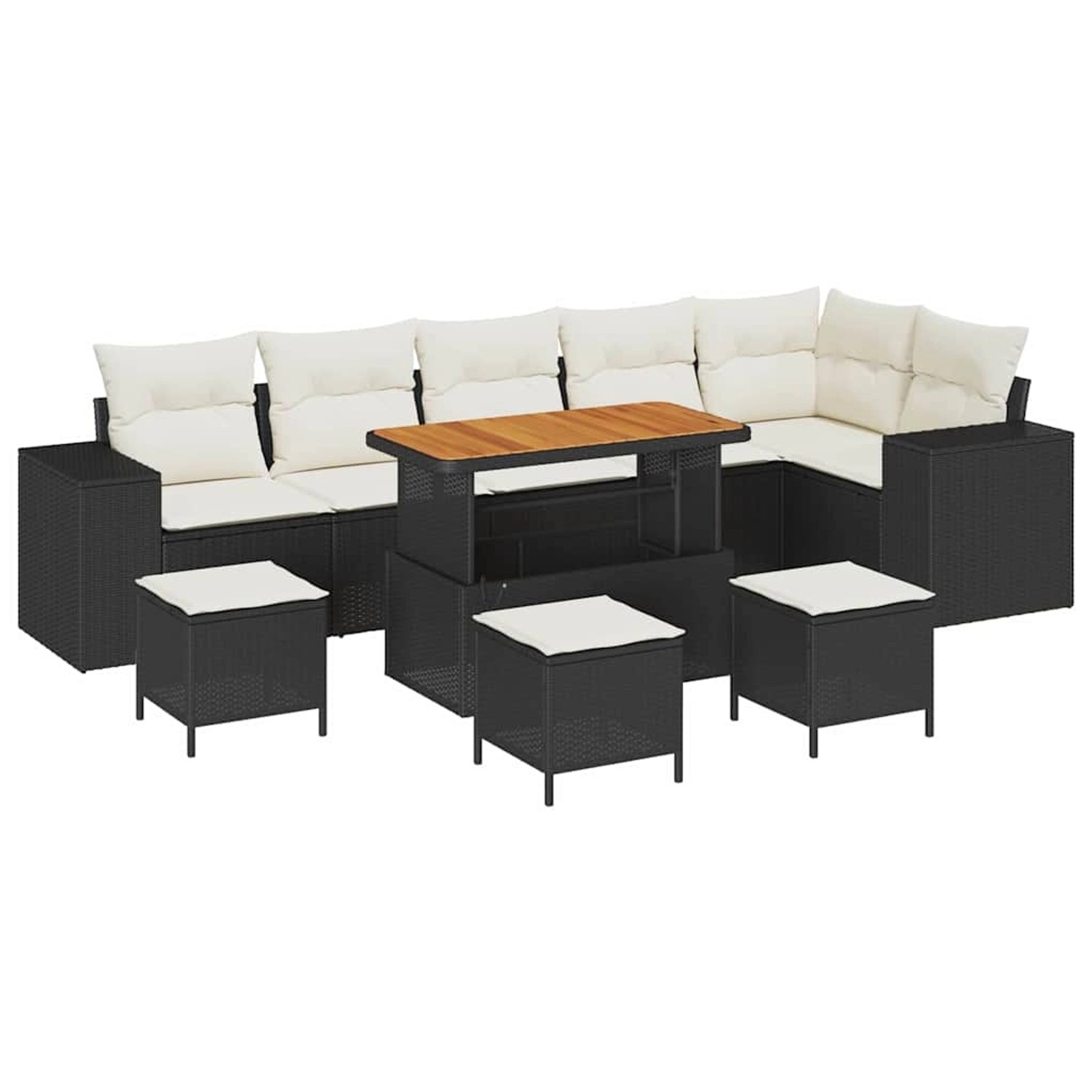 vidaXL Garten-Sofa-Set 10-Tlg Schwarz Poly Rattan 3362030 günstig online kaufen