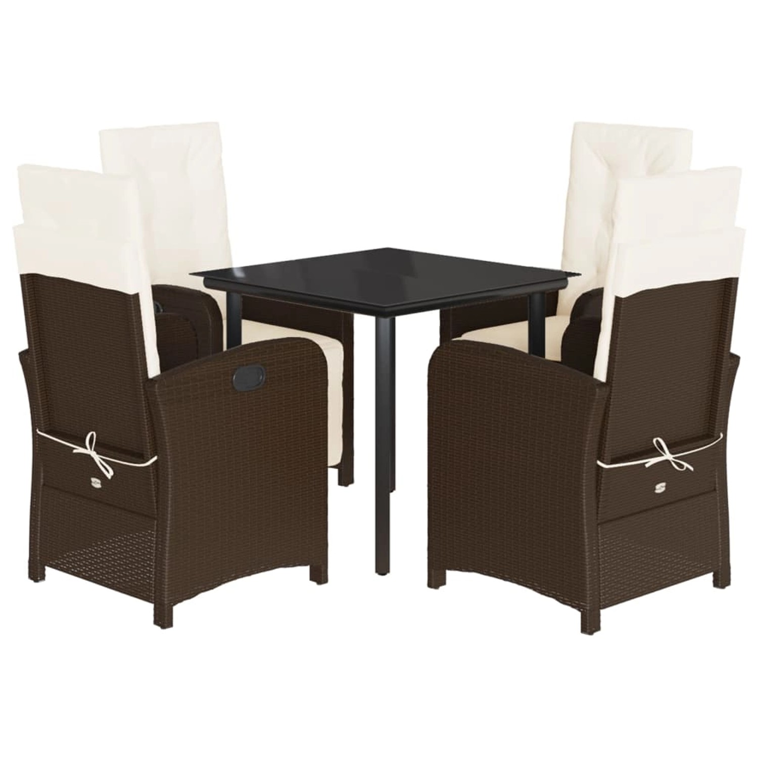 vidaXL 5-Tlg Garten-Essgruppe mit Kissen Braun Poly Rattan 3212342