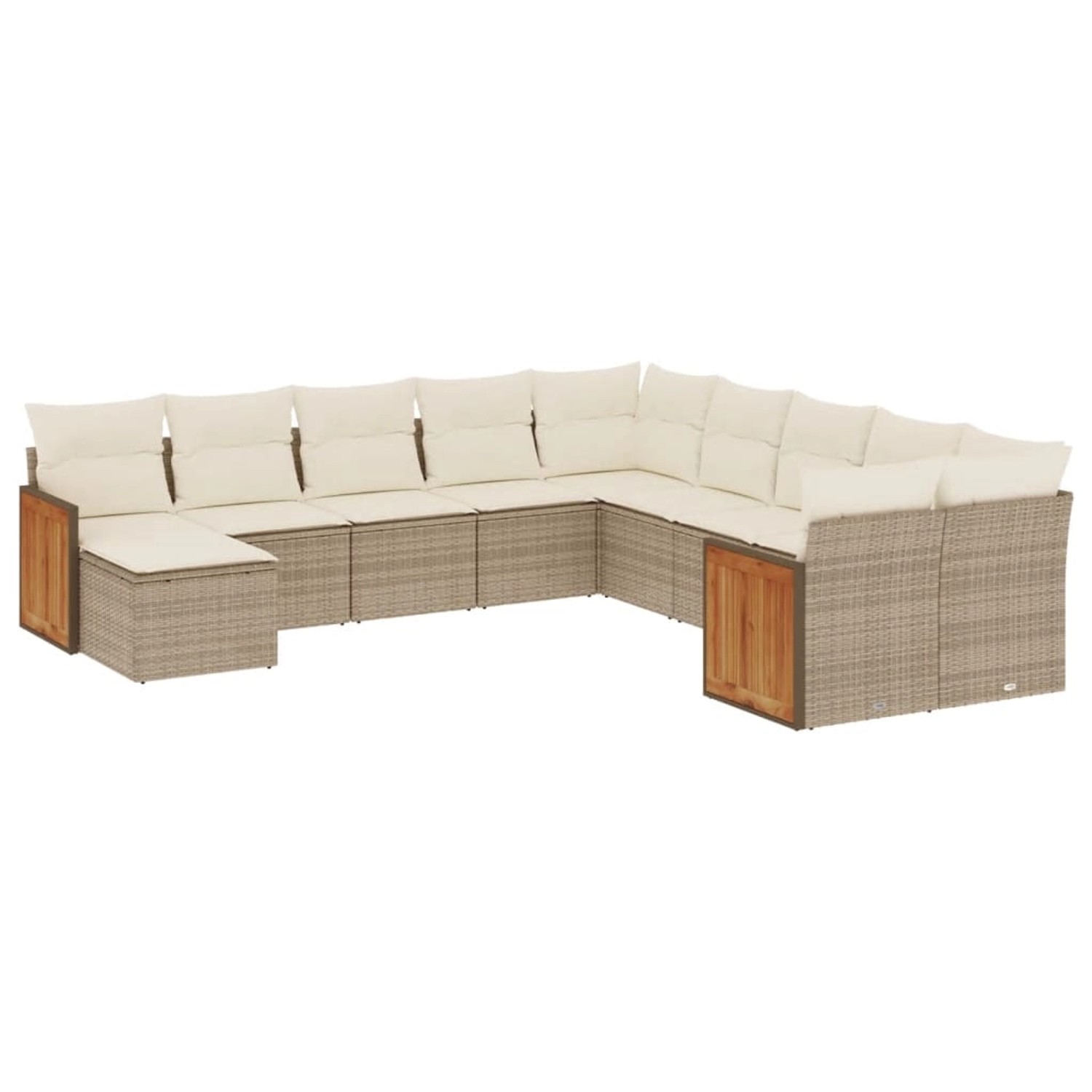 vidaXL 11-Tlg Garten-Sofagarnitur mit Kissen Beige Poly Rattan 3228249 günstig online kaufen